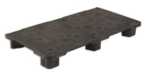 A black plastic pallet on a white background for sale.