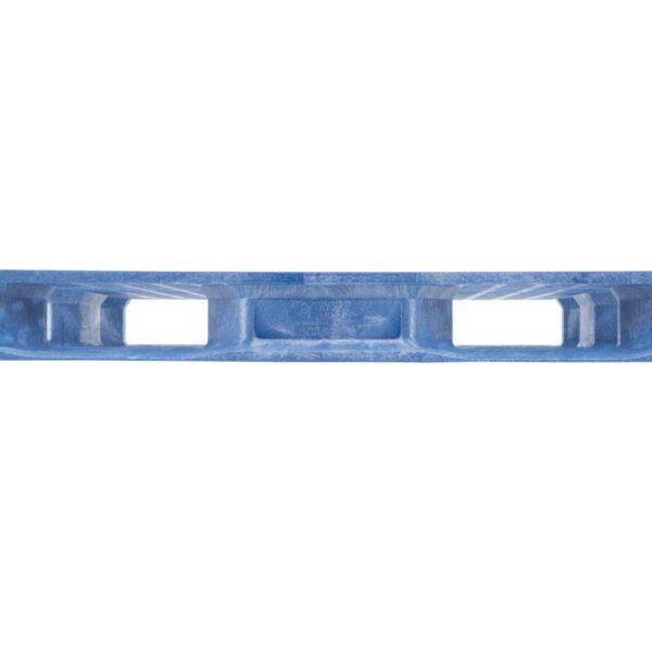 A blue plastic pallet on a white background.