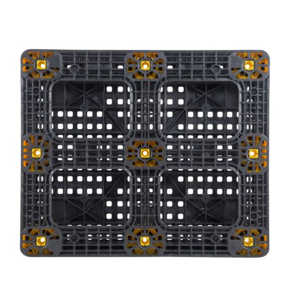 A black plastic tray with yellow squares.