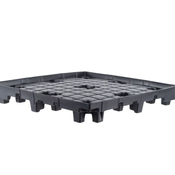 A black plastic tray with four compartments.