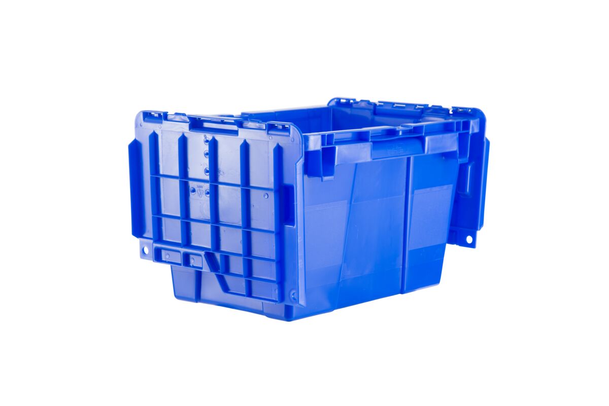 Orbis FP06 15 x 11 x 9 Stack-N-Nest Flipak Clear Industrial Tote Box  with Hinged Lockable Lid